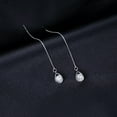 thumbnail image 6 of Solid 925 Sterling Silver CZ Droplet Chain Dangle Earrings for Women Teens Tassel Dangle Earrings Threader, 6 of 6