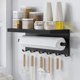 thumbnail image 1 of Magnetic Refrigerator Side Storage Rack | Multifunctional Iron Kitchen Organizer Shelf with Towel Bar & Hooks | White | Strong Magnet | Space Saving for Spices, Utensils | 25x10x11.5cm - 1 Pc, 1 of 6