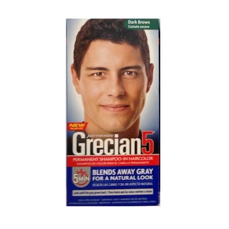 Just For Men Grecian 5 Permanent Shampoo-In Haircolor, Dark Brown + Eyebrow (Best Eyebrow Color For Dark Brown Hair)
