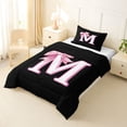 thumbnail image 2 of Erosebridal Bowknot Initial Alphabet M Twin Comforter Sets,Dreamy Princess Bowtie Kids Bedding Set For Girls,Reversible Black 2pcs, 2 of 7
