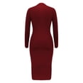 thumbnail image 4 of Solid Color Bodycon Split Hem Turtleneck Long Sleeve Ribbed Midi Dress For Women Autumn And Evening Dresses Winter Ladies Dresses Gown Dress Ladies Dress Pants Boot Cut Ladies Dress Pants Metallic, 4 of 4