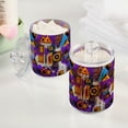 thumbnail image 2 of Yayeee 2 Pack Qtip Holder Bathroom Cotton Swab Canister with Lid Clear Dispenser Set, Purple Simple Triangles, 2 of 6