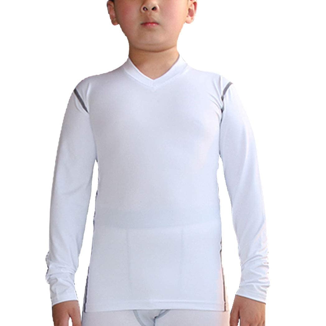 DEVOROPA Youth Boys Compression Thermal Shirt Long Sleeve Fleece Baselayer Soccer Baseball Undershirt