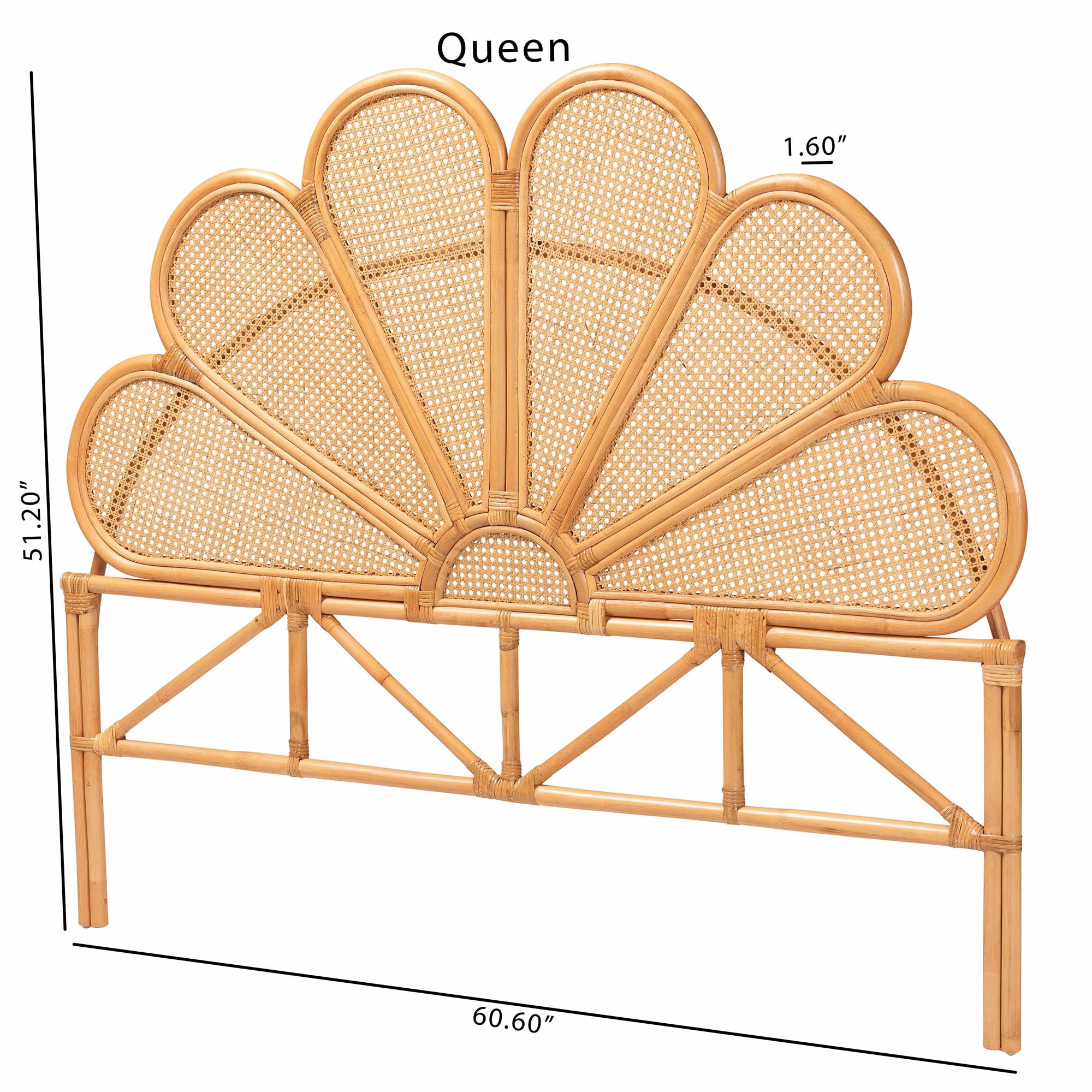 bali & pari Flower Boho Standalone headboard, King, Light honey
