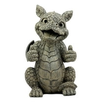 Ebros Whimsical Good Job Thumbs Up Dragon Garden Statue Faux Stone Resin Finish 10"H