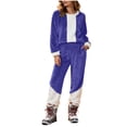 thumbnail image 2 of Yuyuzo Ensembles de Pyjamas pour Femmes en Molleton à Blocs de Couleur Vêtements de Détente Chandails à Manches Longues à Col Ras du Cou Pantalons Jogger Tenues 2 Pcs, 2 of 6