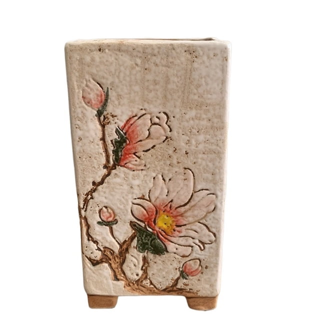 Maceta de cerámica for flores suculentas con exquisita decoración de cala