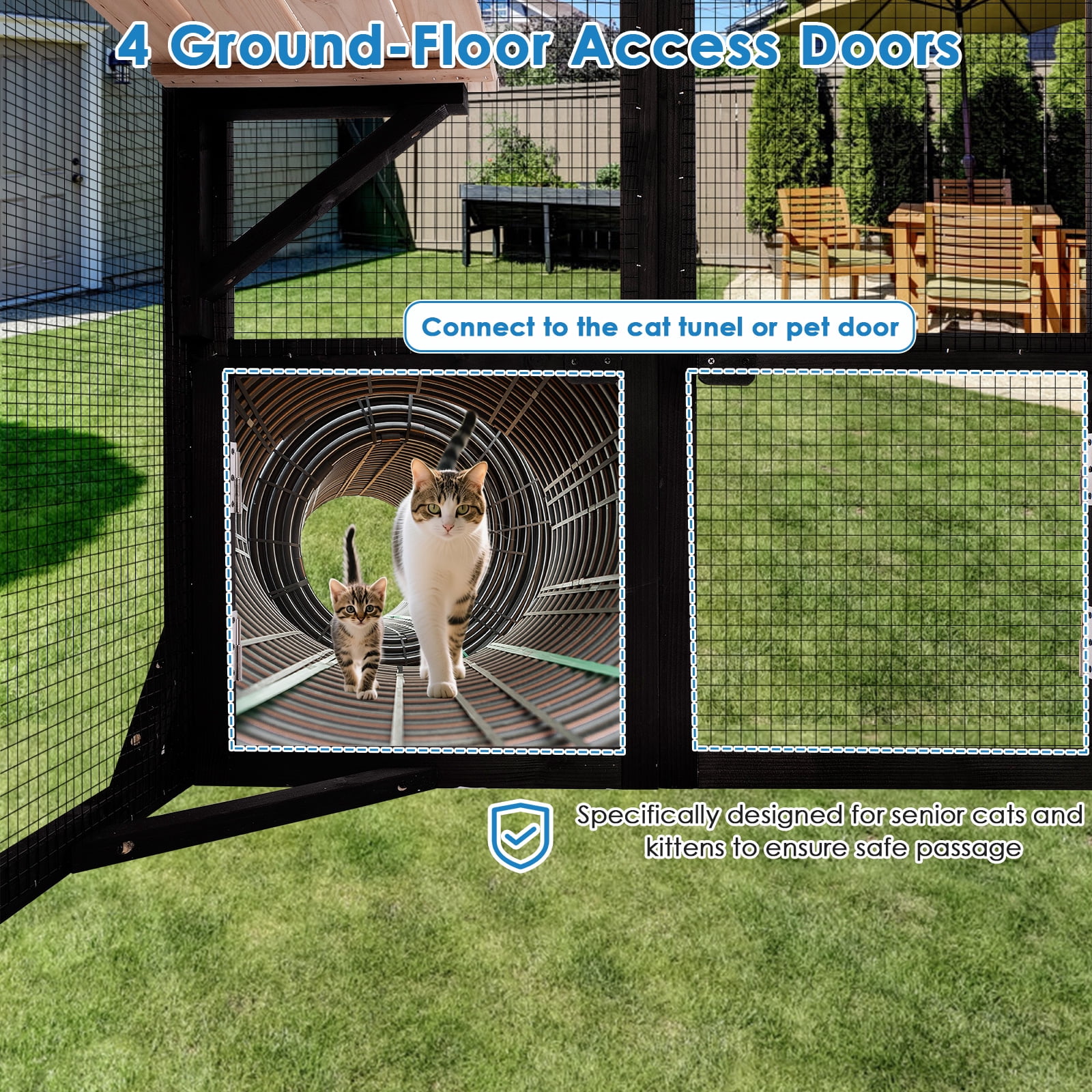 Large Catio Outdoor Cat Enclosure Walk in Cat House for Mulitiple Cats