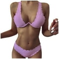 thumbnail image 2 of WREESH Lady Women Solid Color Push-Up Padded Bra Bikini Beach Set Swimsuit Swimwear, 2 of 4