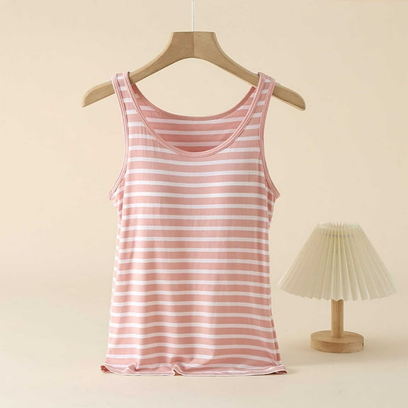 Maean Women's Sleepwear Vest Top Sleeveless Pajamas Shirt Ladies Loose with Built in Padded Bra Shirts