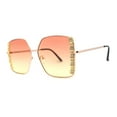 thumbnail image 2 of Womens Intricate Rhinestone Jewel Trim Metal Oversized Sunglasses Gold Orange Yellow, 2 of 4