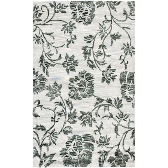 SAFAVIEH Soho Crystal Floral Wool Area Rug, Grey/Black, 7'6" x 9'6"