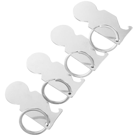 LABSERRON 4Pcs Shopping Accessory Plated Silver Metal Keychain for Supermarket Cart Token Use