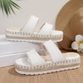 thumbnail image 3 of Xucatan Women's Espadrille Platform Slides, Faux Suede Thick Sole Sandals with Whipstitch Trim, Woven Jute Rope Casual Slippers, Versatile Summer Beach Footwear Gift, 3 of 9