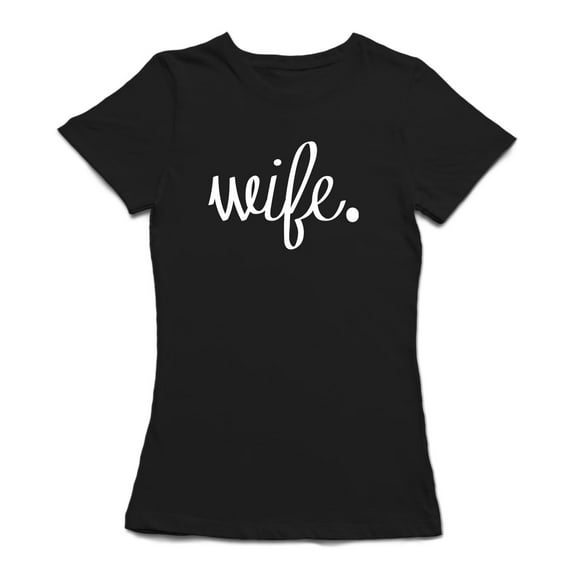 Wife Matching Couple Graphic Women Black T-Shirt, Female Medium