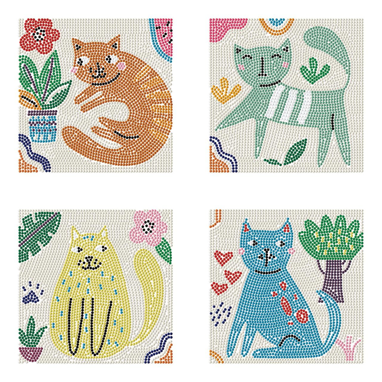 Diamond Dotz Mini I Love Cats Diamond Painting Kits for Adults - Abstract Diamond Art Kits a Relaxing Creative Craft Kit with Dotz Gems 5x5