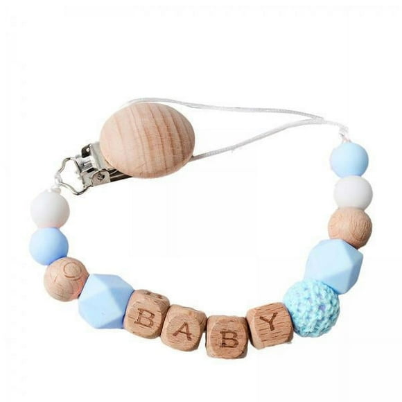 clip para chupete con cuentas,Clips para chupete Juguetes clip para chupete con cuentas,Portachupetes de silicona para recién nacidos,soporte para cadena de chupete de madera 6 piezas