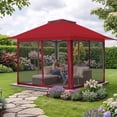thumbnail image 3 of EAGLE PEAK 13 x 13 ft Pop-Up Gazebo Tent Instant w/ Mosquito Netting，Outdoor Gazebo Canopy Easy Set-up Folding Shelter (Red), 3 of 10