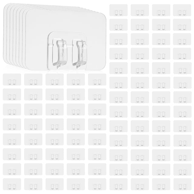 100pcs Lamp String Lights Hooks No Punch Hooks Patch Shelf Snap Clip Transparent Sticky Hooks
