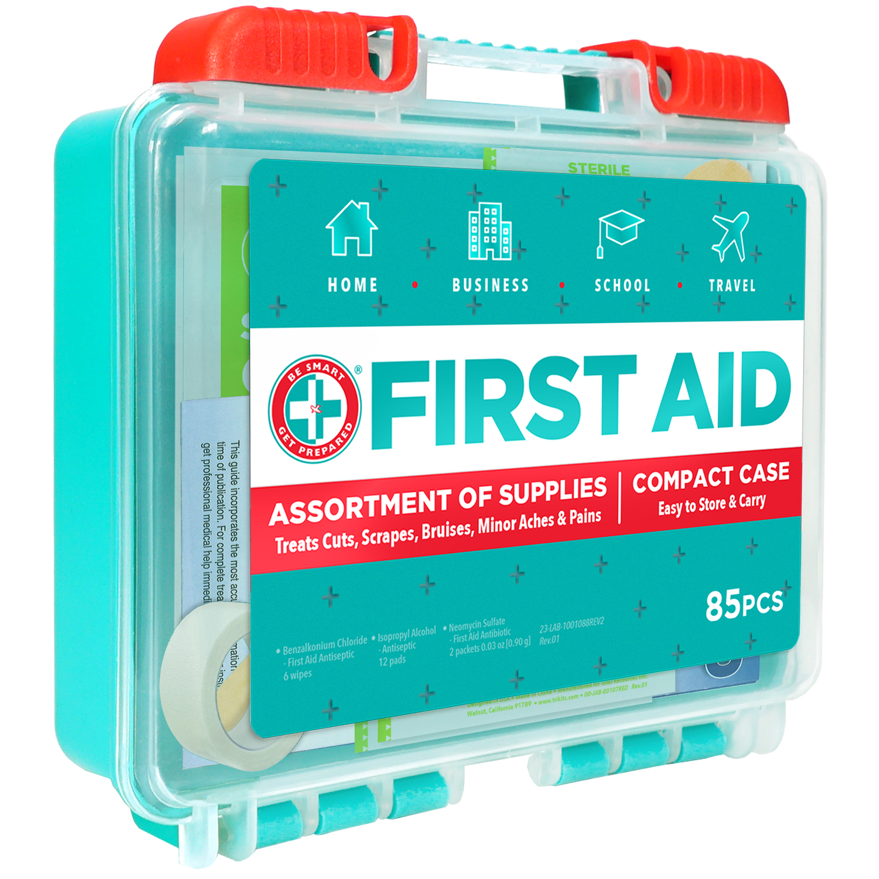 Be Smart Get Prepared First Aid Kit, 85 count - image 2 of 7