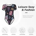 thumbnail image 6 of Naloa Roses Flowers Women's Short-Sleeved Onesie, One-Piece Swimsuit for Parties, dates, clubs - Medium, 6 of 9