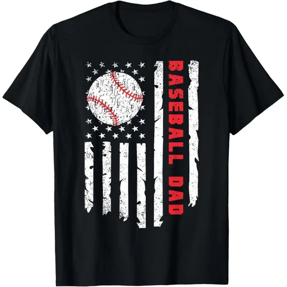 Hot Trending T-Shirt With Baseball Dad Usa American Flag Fathers Day 4Th Of July T-Shirt Design Preview Only