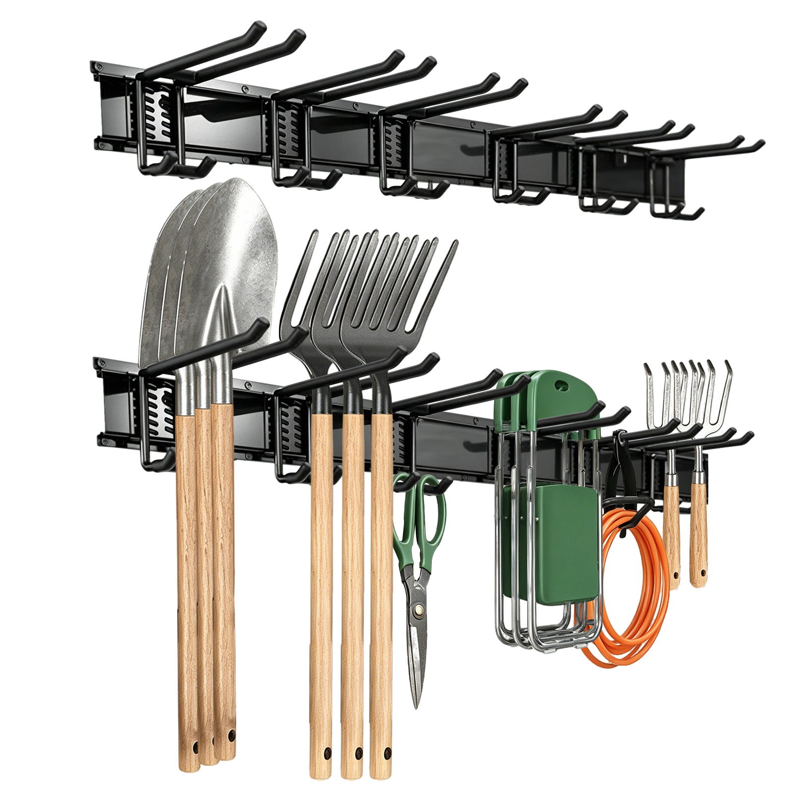 Stusgo 48 In Wall Mount Garage Tool Organizer with Adjustable Hooks