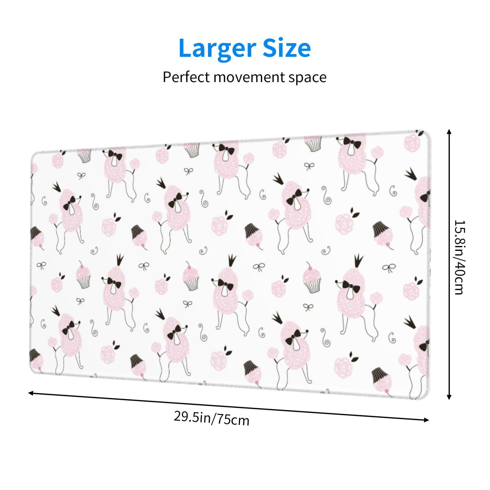 Kdxio Cute Poodle Dog Print Large Gaming Mouse Pad,Non-Slip Base,Water Resist Keyboard Pad for Gamer,Office & Home,29.5 x 15.8 in