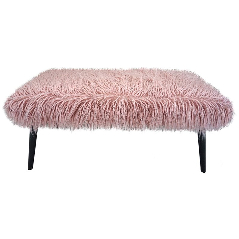Jeco Faux Fur Bench in Pink