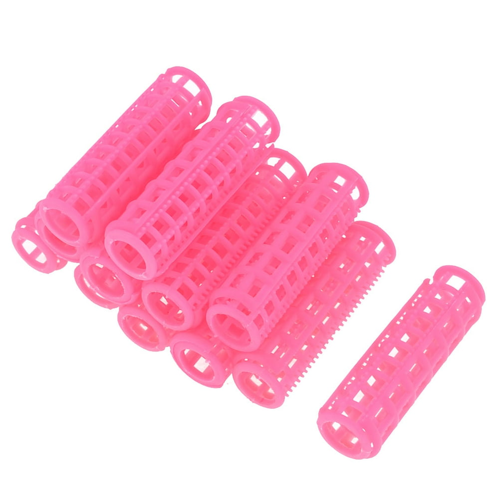 12 Pieces Hair Pink Plastic Cylinder Roller Curlers Clips for Woman