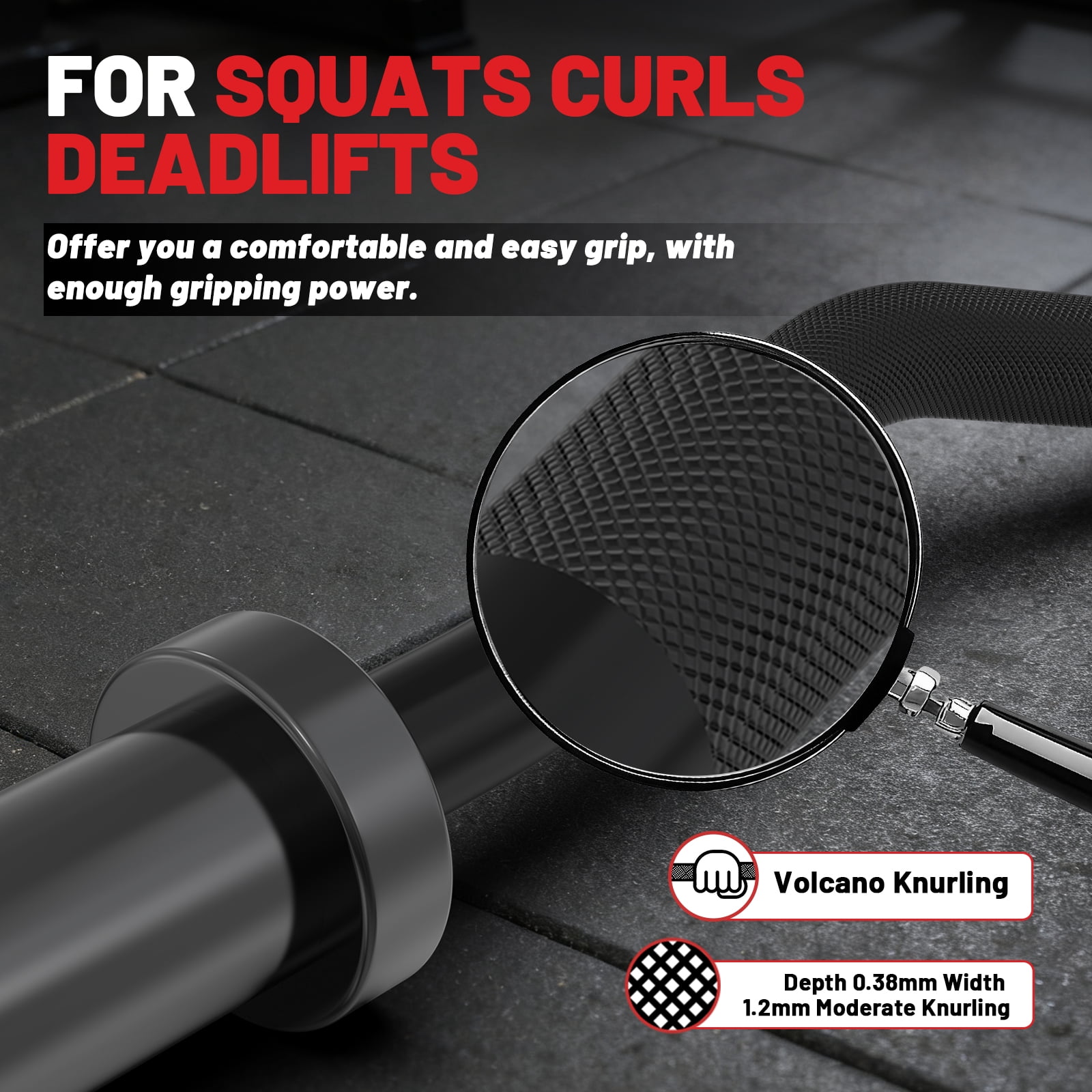 ROALW EZ Curl Bar, 47-Inch Olympic Barbell for Bicep & Tricep Workouts - 500 LB Capacity, Compatible with 2-Inch Weight Plates, Ideal for Home Gym Strength Training, Black