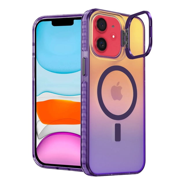 Funda Case Carcasa Tornasol Color Morado Con Soporte Premium Para iPhone 11 Compatible Con Magsafe