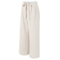 thumbnail image 4 of vigerkar Womens Wide Leg Palazzo Pants Belted High Waisted Business Casual Flowy Long Trousers with Pockets Beige, L, 4 of 9