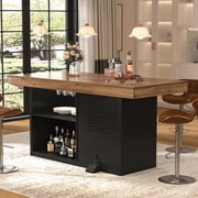 GDLF Bar Height Table with Fridge Space, 41.1H Counter Height Pub Tall Dining Table, Kitchen Bar with Storage