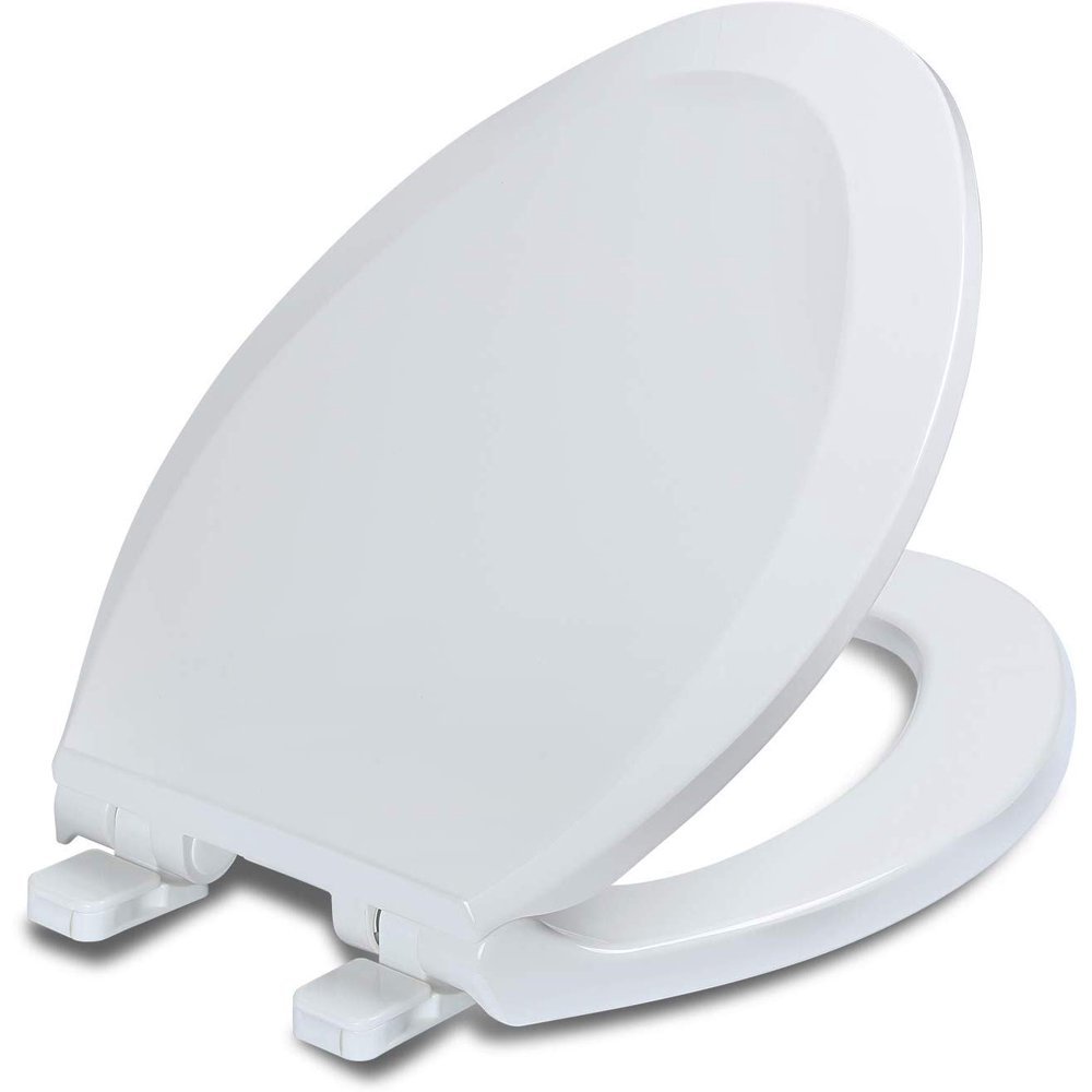 Elongated Biscuit Toilet Seat, With GripTight Bumpers