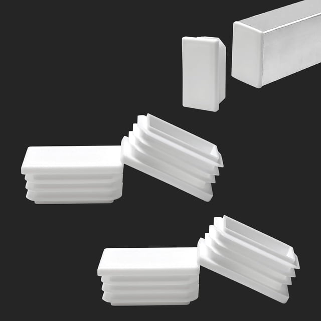 4 Pack 1-1/2"x1 Rectangular Tube End Cap Plastic Plugs, Rectangular Tubing Plug Inserts for Metal Tubing, Fences, Glide Protection from Chair Legs and Furniture, Durable Plastic Hole Plugs, White