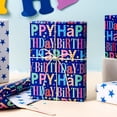 thumbnail image 4 of HOMERALBlue Birthday Wrapping Paper Roll - Colorful Happy Birthday Letters with Metallic Foil Shine & Stars Reversible Gift Wrap for Boys Baby Shower, Party - Mini Roll - 17 Inch x 33Feet, 4 of 6