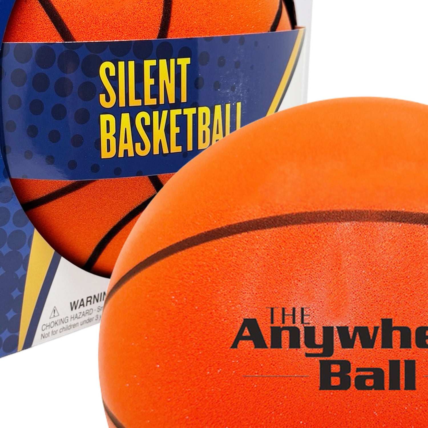 Anywhere Sports: Silent Basketball - 9.5" Orange Squishy Foam Ball, Official Size 7, Realistic Bounce, Quiet Indoor-Outdoor Play, Waterproof, Kids 3+