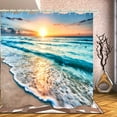thumbnail image 4 of Bathroom Uses Beach Sunset 3D Shower Curtains, Luxurious Bathtub Standard Shower Curtains, Waterproof and Bright Fabric Shower Curtains, with 12 White Hooks, Size 72x84, 4 of 6