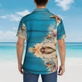 thumbnail image 4 of Kll Men'S Hawaiian Shirt Short Sleeve Button Down Beach Shirts-Shells And Starfish, 4 of 7
