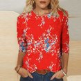 thumbnail image 1 of Hauts Grande Taille pour Femmes Mode T-shirt Imprimé Manches 3/4 Blouse Col Rond Hauts Décontractés Hauts Aguichant pour Femmes en Liquidation, 1 of 5