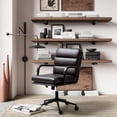 thumbnail image 4 of Faux Leather Home Office Chair, Swivel Task Desk Chair with Padded Cushion, Brown, 4 of 8