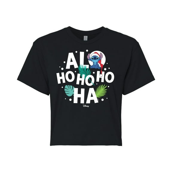 Lilo & Stitch - Alo Ho Ho Ho Ha - Juniors Cropped Cotton Blend T-Shirt