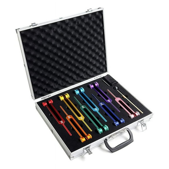 Chakra Tuning Fork Set for Healing,Sound Therapy,Keep Body,with Rubber Mallet,Wrench,Cleaning Cloth and Aluminum Box