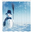 thumbnail image 3 of Ambesonne Snowman Shower Curtain, Wintry Land Snowy Cold, 69"Wx84"L, Pale Blue Dark Blue, 3 of 3