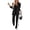 Black, variant on CHICME Two Piece Sets for Women Striped Side Lapel Long Sleeve Button Blazer and Straight Leg Pants with Pockets Business Casual Set Gray-L