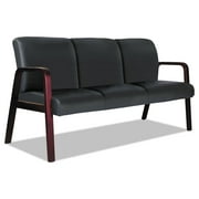 Alera Reception Lounge WL 3-Seat Sofa 65.75 x 26 1/8 x 33 Black/Mahogany RL2319M