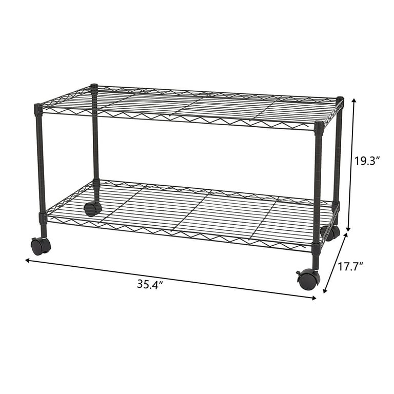Leteuke 2 Tier Utility Cart with Wheels, NSF Listed 900LBS Commercial Grade  Heavy Duty Rolling Utility Carts with Handle Bar,Metal Storage Cart Silver