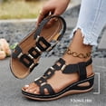 thumbnail image 6 of Bkhluea Women Elastic Slingback Wedge Sandals Geometric Metal Buckle Shoes Comfortable For Casual Travel Daily Walking, 6 of 7