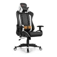 thumbnail image 1 of Pemberly Row PU Metal Massage Gaming Chair w/ Lumbar Support & Headrest in White, 1 of 11